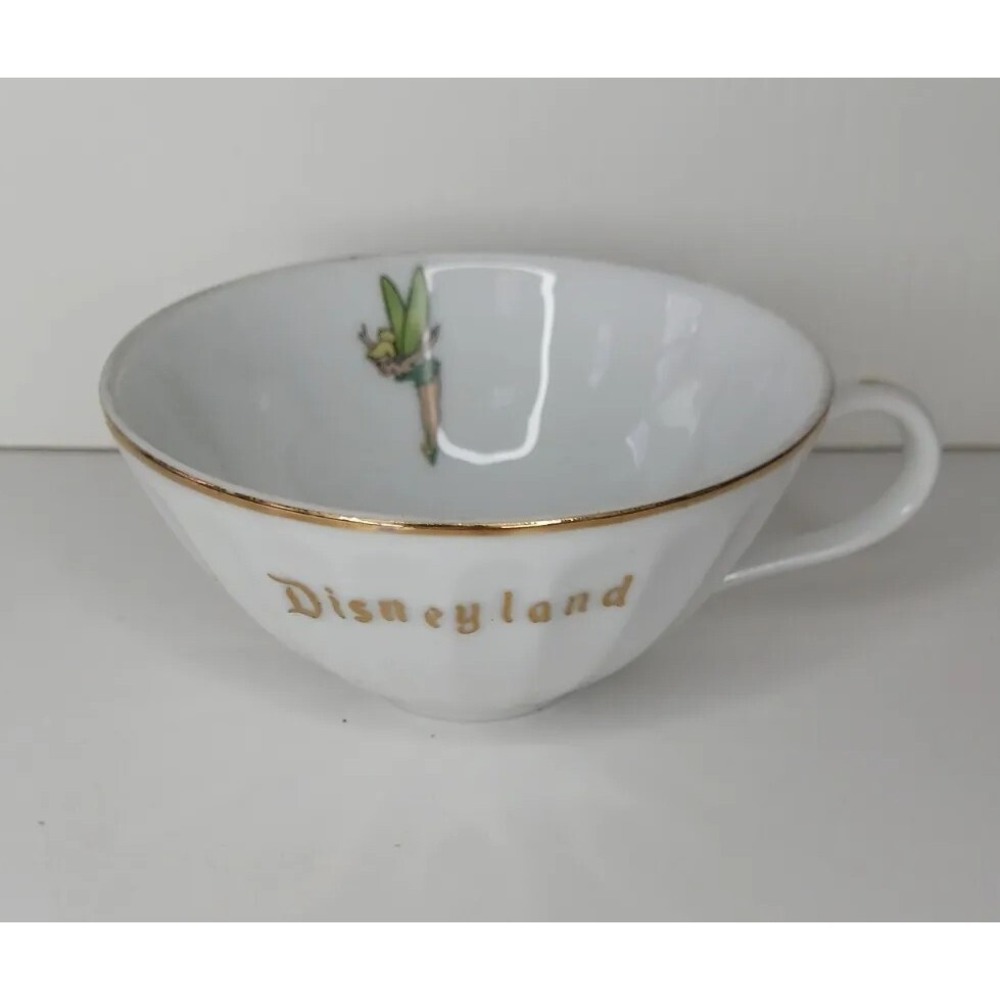 Vintage UNUSED Tinkerbell Disneyland Tea Cup Rare Gold Trim